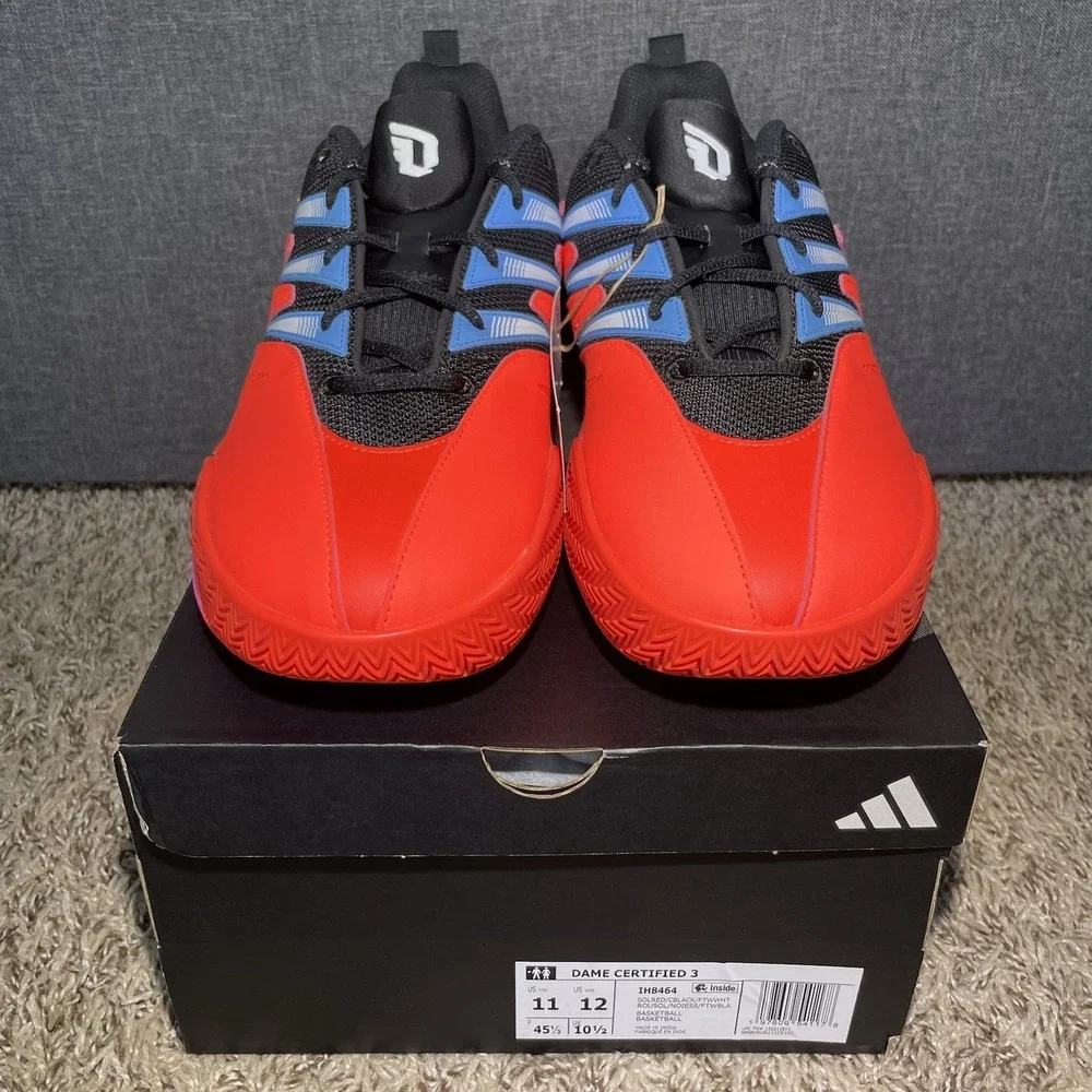 Adidas Dame Certified 3 Low Basketball Shoes Mens Size 11 Solar Red Black IH8464